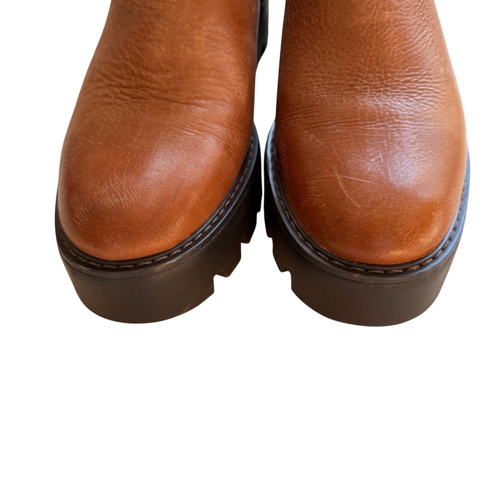Franco Sarto Billie Brown Leather Lug Sole Ankle Boots Women's Chunky Chelsea - Picture 7 of 15